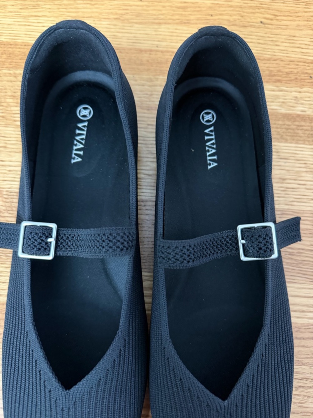 Vivaia Black Margot Mary Jane Square Toe Flat Shoes Womens Size 11W - Picture 5 of 9